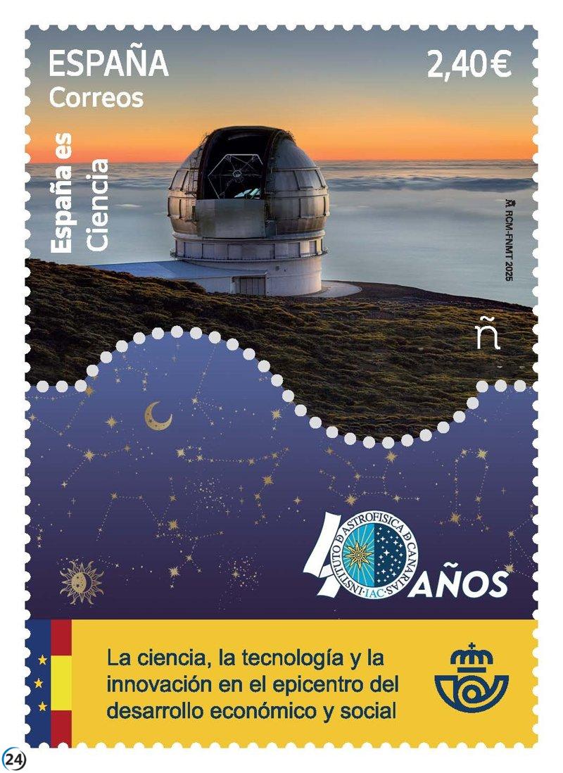 Correos lanza un sello conmemorativo por los 40 años del Instituto de Astrofísica de Canarias.