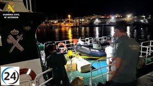 Detienen a dos individuos tras el descubrimiento de un cargamento de 800 kg de hachís en la costa de Gran Canaria